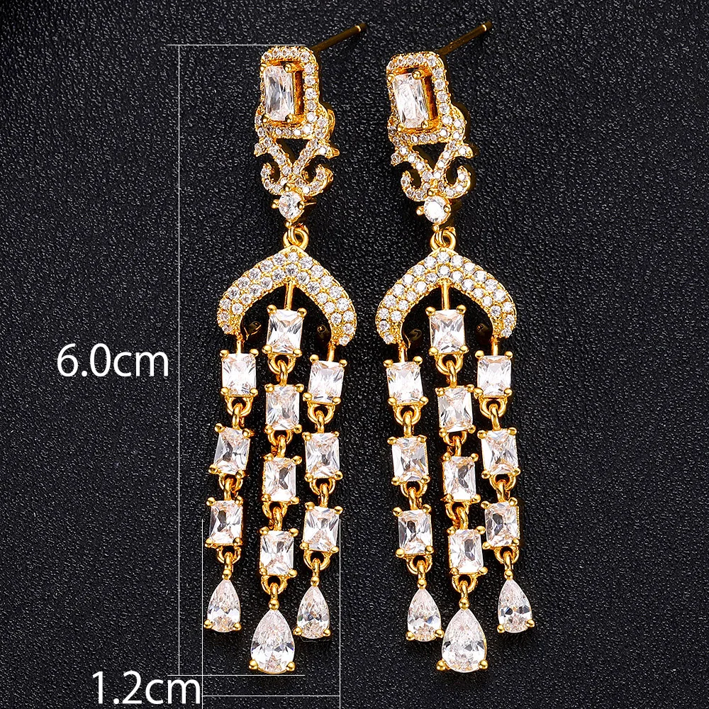 Длинные висячие серьги jankellyLuxury с цветами и кубическим цирконием для женщин