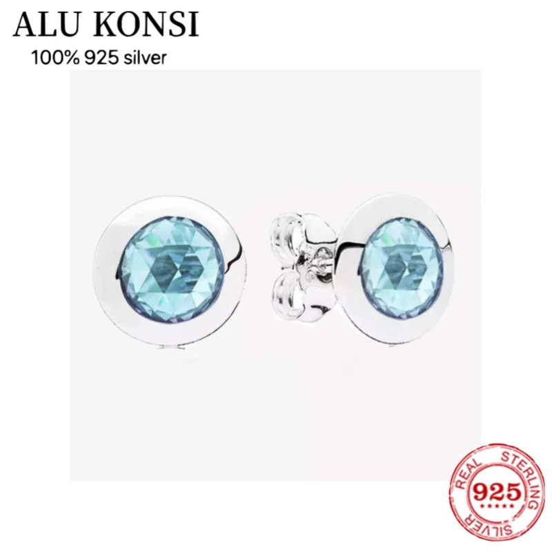 

Hot Sale high quality 100% 925 Sterling Silver Fit Original pan earrings princess crystal For Women DIY Jewelry wedding gift