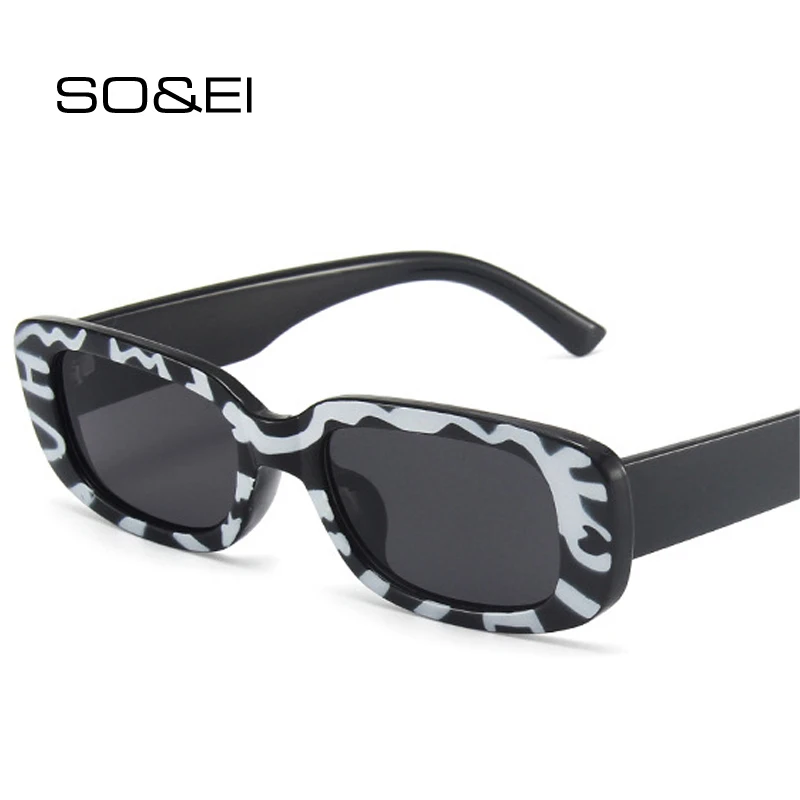 

SO&EI Ins Popular Fashion Small Rectangle Sunglasses Women Vintage Trending Square Shades UV400 Men Outdoor Sun Glasses