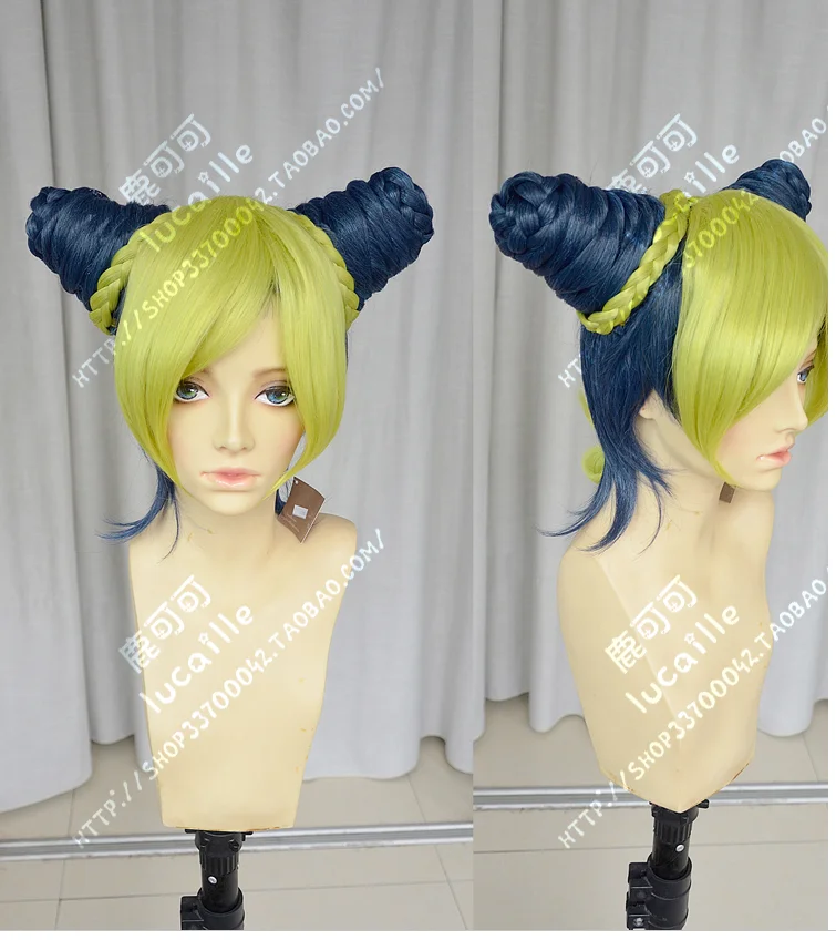 Yellow and Blue Аниме новые необычные приключения Джоджо Jolyne Kujo Jolyne Cujoh короткие косплей парик+ парик шапка - Цвет: Yellow and Blue