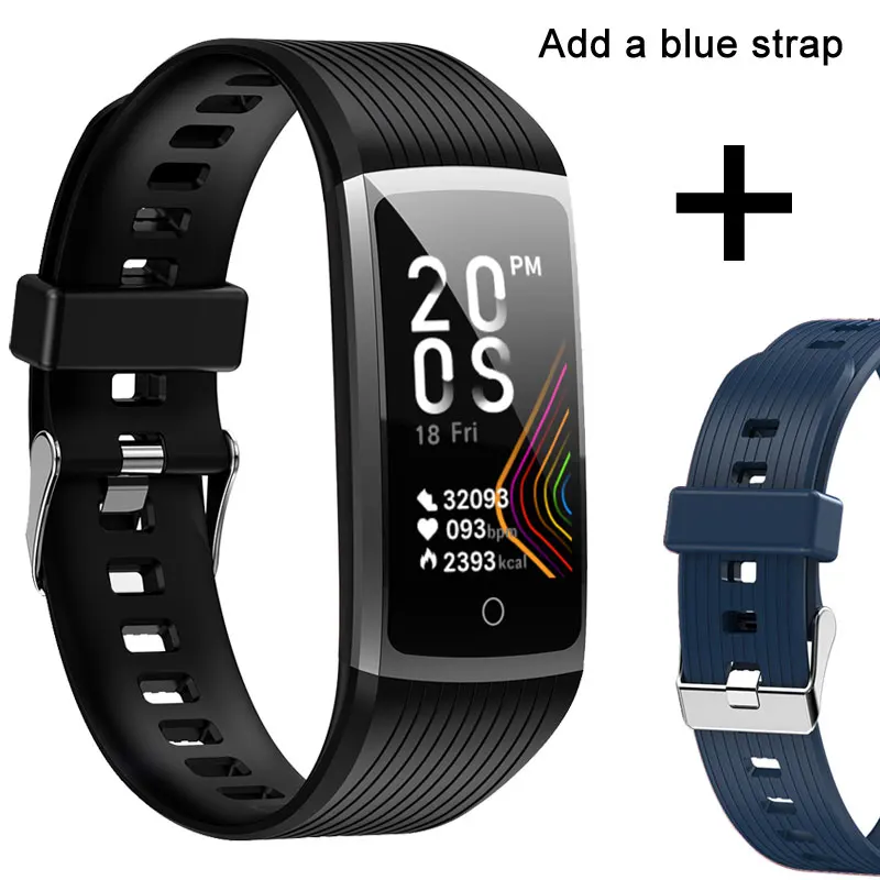 Add a blue strap Умный Браслет R12 Трекер Активности Шагомер сердечный ритм кровяное давление вызов напоминание ip67 Водонепроницаемый здоровье Спортивные часы-браслет - Цвет: Add a blue strap