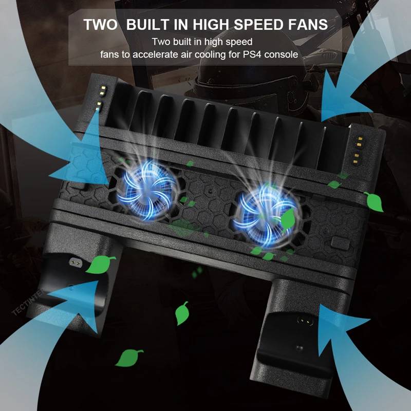 for ps4ps4 slimps4 pro vertical stand led cooling fan dual controller charger charging station for sony playstation 4 cooler free global shipping