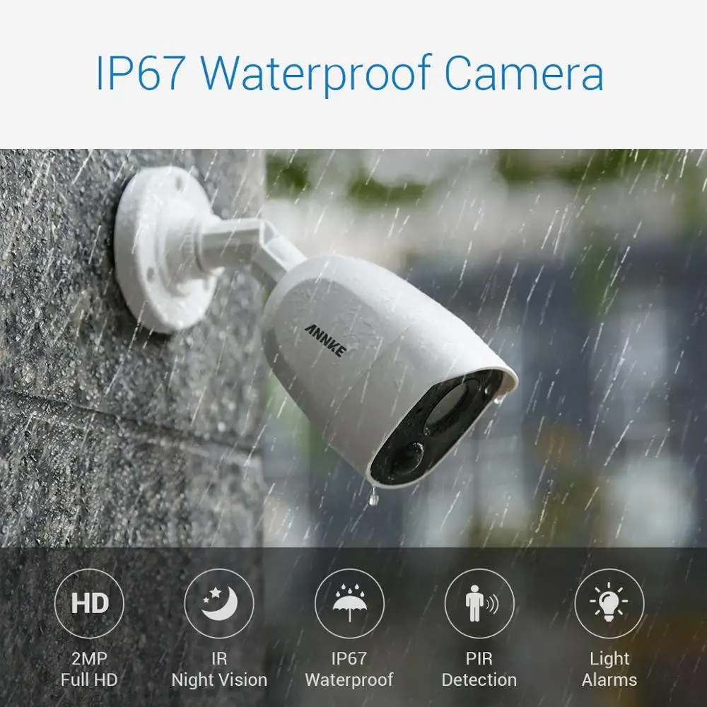 Камера видеонаблюдения ANNKE HD 8 каналов 5 МП Lite шт. 1080P 2 IP67 с защитой от