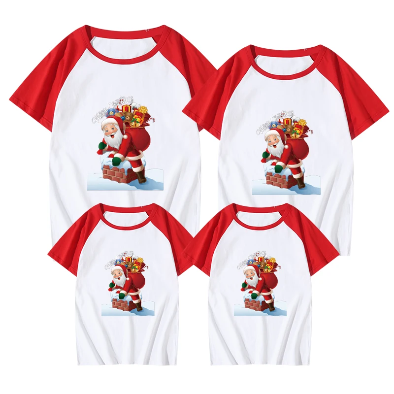 

Christmas Mom Dad T-shirt Christmas Gift Printing Family Matching Christmas T shirt Mommy Daddy Baby Short Sleeve Tshirts Tops