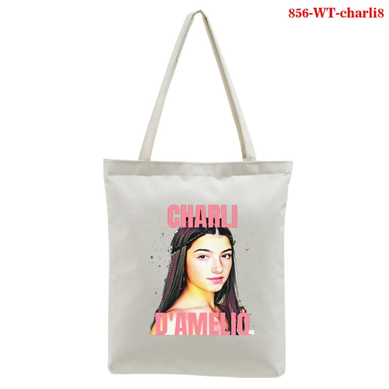 

Women 2021 Canvas Shoulder Bag Charli D'Amelio Ice Coffee Splatter Print Bags Graphic Girls Casual Pacakge Hipster Hand Bag Cute
