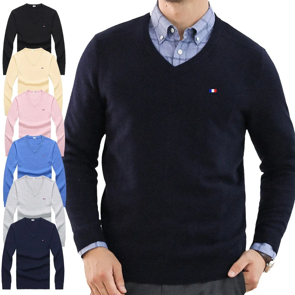

Brand Spring Autumn New Arrival Soft Cotton Sweater Casual V-Neck Pull Homme Knitwear Pullover Men Clothes Jersey PL8508