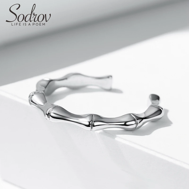 

Bones Rings Jewelry 925 Sterling Silver Bamboo Rings For Women Adjustable 925 Silver Ring
