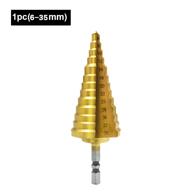 6-35MM 4-32 мм HSS 4241 с шестигранным хвостовиком Коническое титановое ступенчатое конусное сверло металлический Дырокол Мини дрель аксессуары для электроинструментов - Цвет: 6-35MM