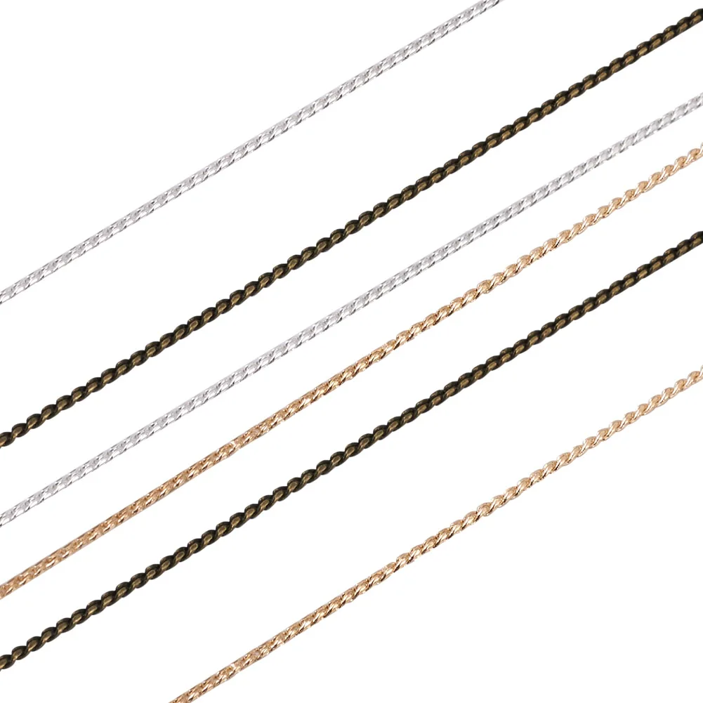 30m Mixed Color Brass Chains Jewelry Accessories For DIY Bracelet Necklace Jewellery Handmade Material 1mm, 32.8 Feet(10m)/roll