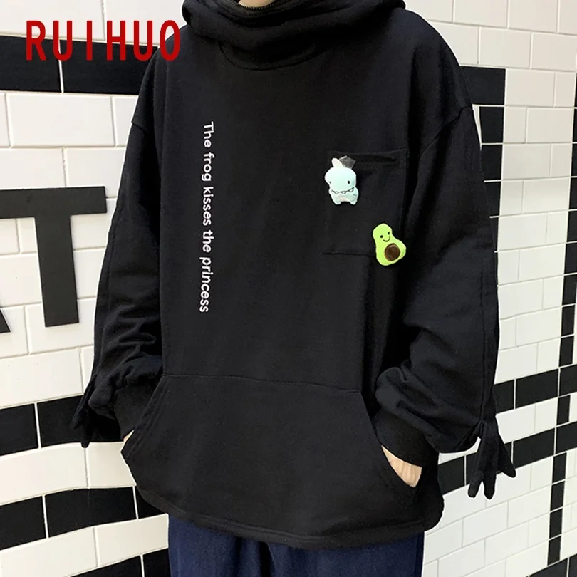 

RUIHUO Frog Hoodie Men Clothing Harajuku Streetwear Couple Sweatshirts For Men Pullover Tops 5XL 2021 New Arrivals