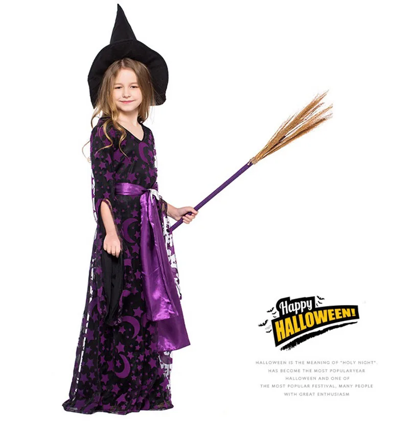 Магический костюм ведьмы на Хэллоуин для девочек подростков детский маскарадный
