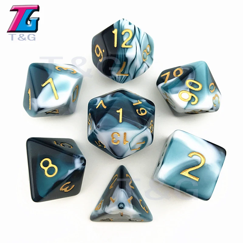 Прозрачный красный и белый цвет кости D4-D20 для ролевых игр - Цвет: L03 Turquoise