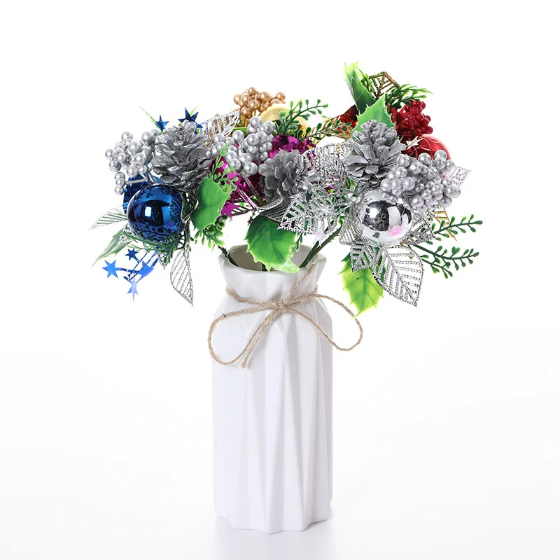 2pcs artificial flower red pearl stamen berrie branch for Christmas decoration DIY wedding gift box craft fake | Дом и сад