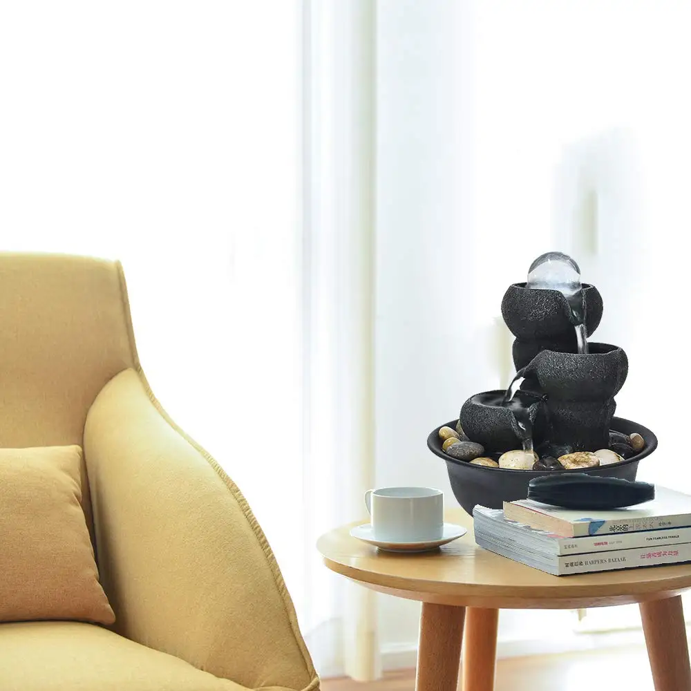 Настольный фонтан воды с светодиодный шар для офиса маленький Портативный Feng Shui