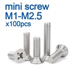 100 шт.партия, плоские потайные мини-винты из нержавеющей стали