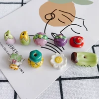 cute cartoon fruit and vegetable paradise ceramic beads hand drawn small pendant pastoral style bracelet beaded