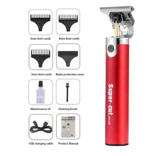 Electric Hair Clipper USB Rechargeable Groomer Metal Cordless Hair Trimmer Beard Shaver Professional