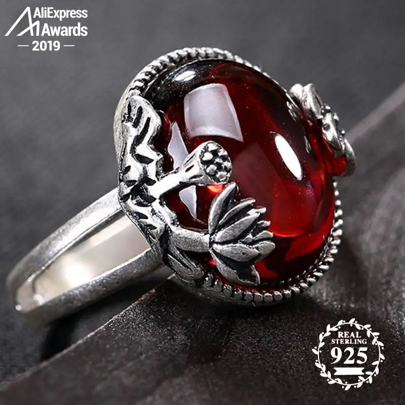 S925 Изящные антикварные рубиновые кольца ручной работы для женщин винтажные