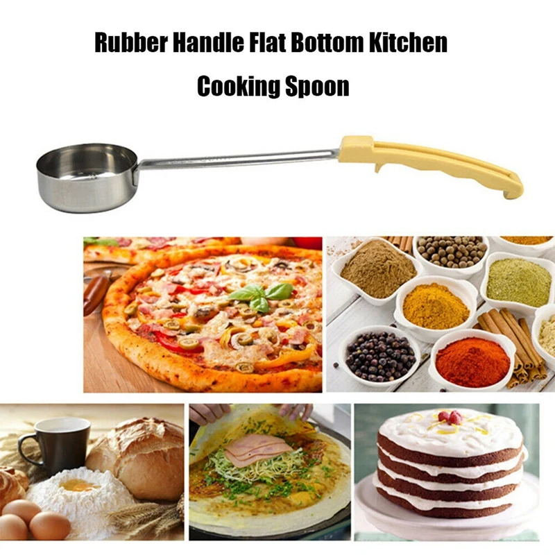 

Pizza Spread Sauce Ladle Spoon with Long Rubber Handle Anti-Hot Pizza Spread Ladle Measuring Soup Spoon Cooking Tools