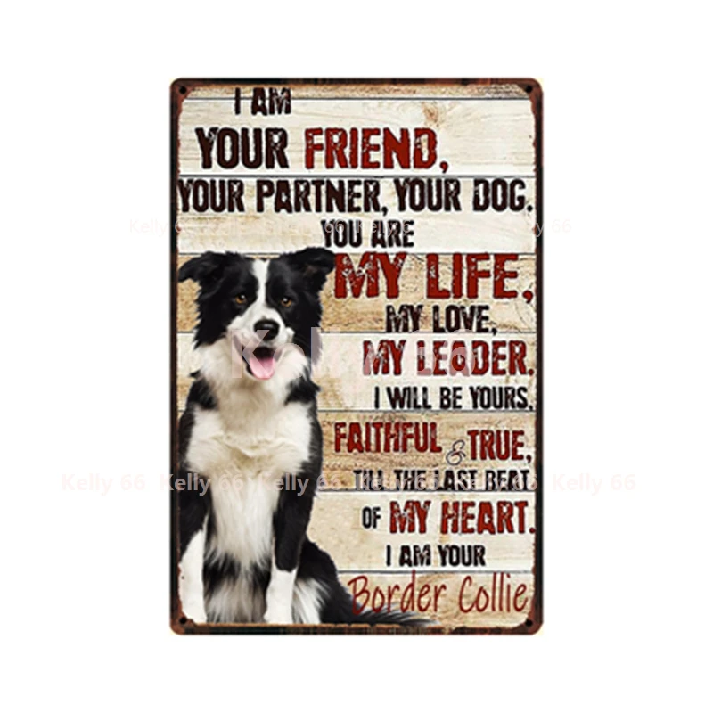 [Kelly66] собака My Life Is Border Collie Bulldog Dachshund Boxer металлическая вывеска домашний Декор Бар