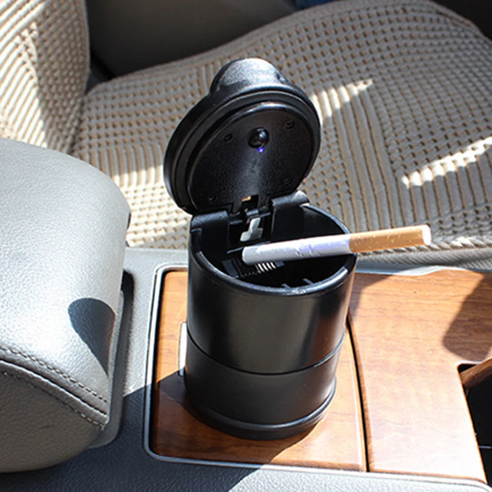 Портативная цилиндрическая пепельница со светодиодный светильник для