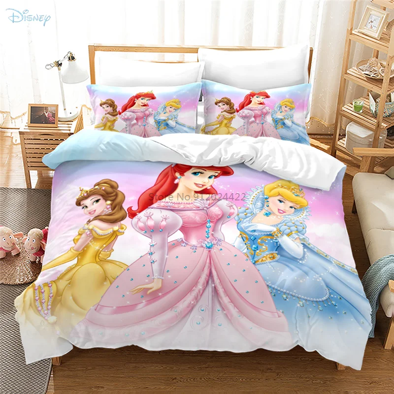

Popular Disney Princess 3d Bedding Set Cartoon Printed Duvet Cover Set Pillowcase Europe/Australia/USA Twin Full Queen King Size