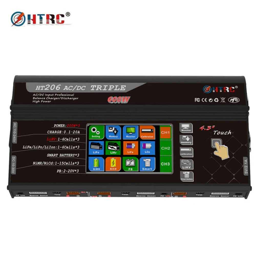 Балансирующее зарядное устройство HTRC HT206 TRI RC AC/DC 200 Вт * 3 20A тройной порт 4