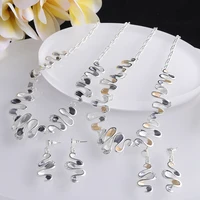 meicem 2021 woman necklace jewelery trendy alloy geometric wave choker necklace set fashion chains necklaces female girls gifts