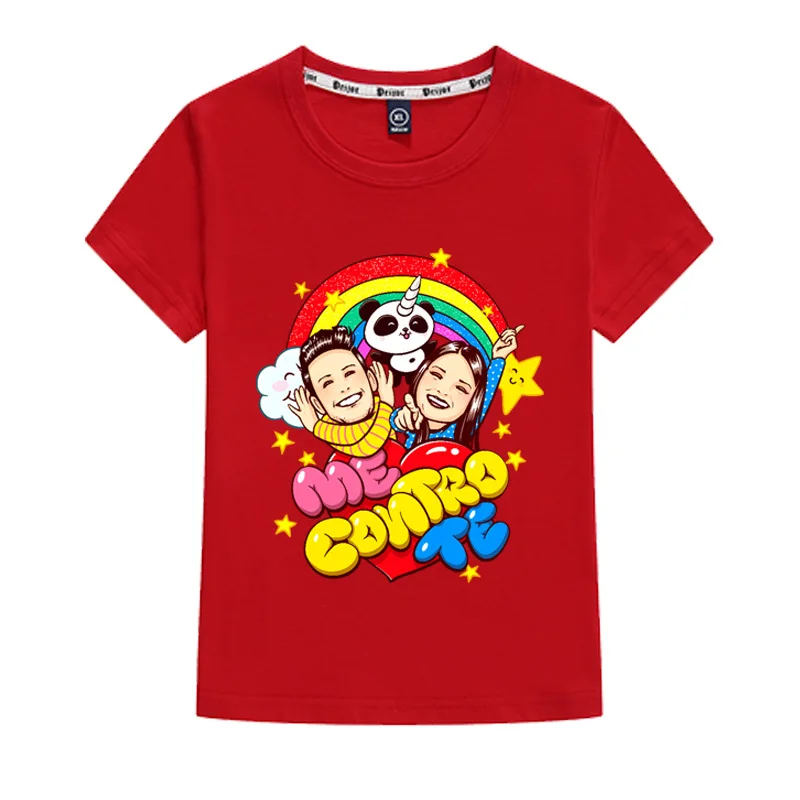 

Summer new style O-Neck girls boys T-shirt cartoon printing children's clothing 0326 rainbow panda with stars