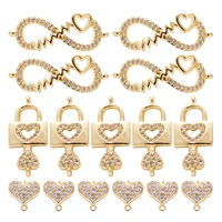 6pcs 3 styles brass heart infinite lock pendants links charms for diy jewelry women bracelet necklace making accessories