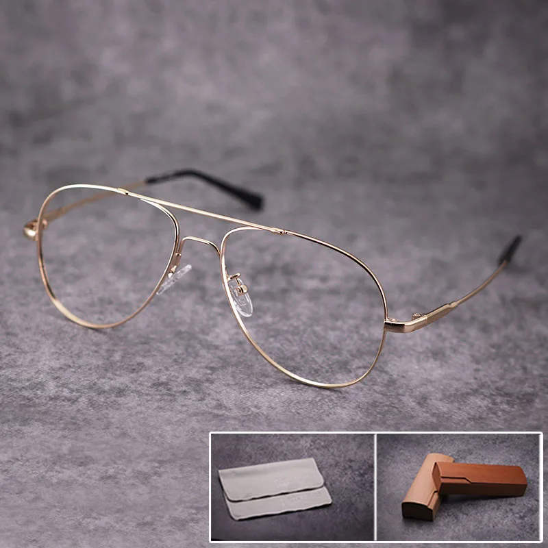 Vazrobe Memory Aviation Eyeglasses Frame Men Women Vintage Glasses for Man Spectacles Prescription Myopia Diopter Eyeglass 9g - Цвет оправы: Золотой
