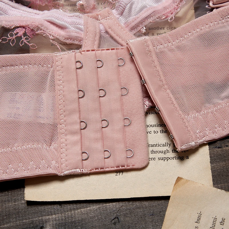 

Womens Sheer Bra See Through Lace Deco Full Cup Minimizer Bra 36 38 40 42 44 46 48 B C D E F G Bralette Pink