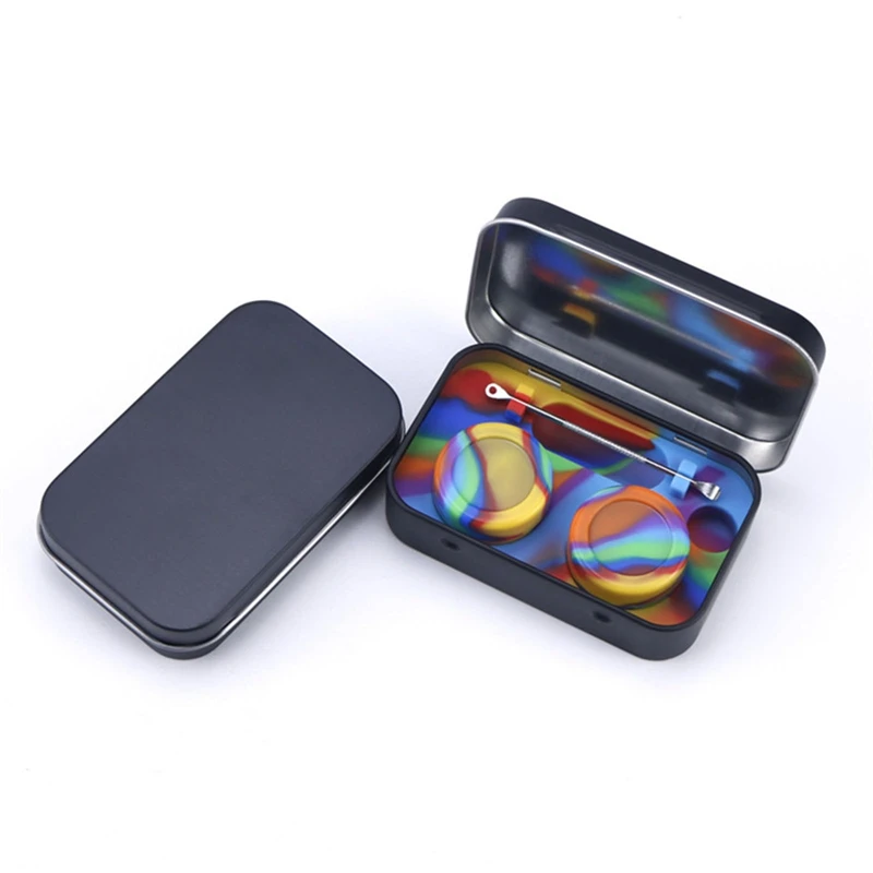 

10ML Silicone Wax Tin Silicone Jars Portable 4 In 1 Dab Mini Round Container for Wax Jars Dab Wax Storage with Case Color Random