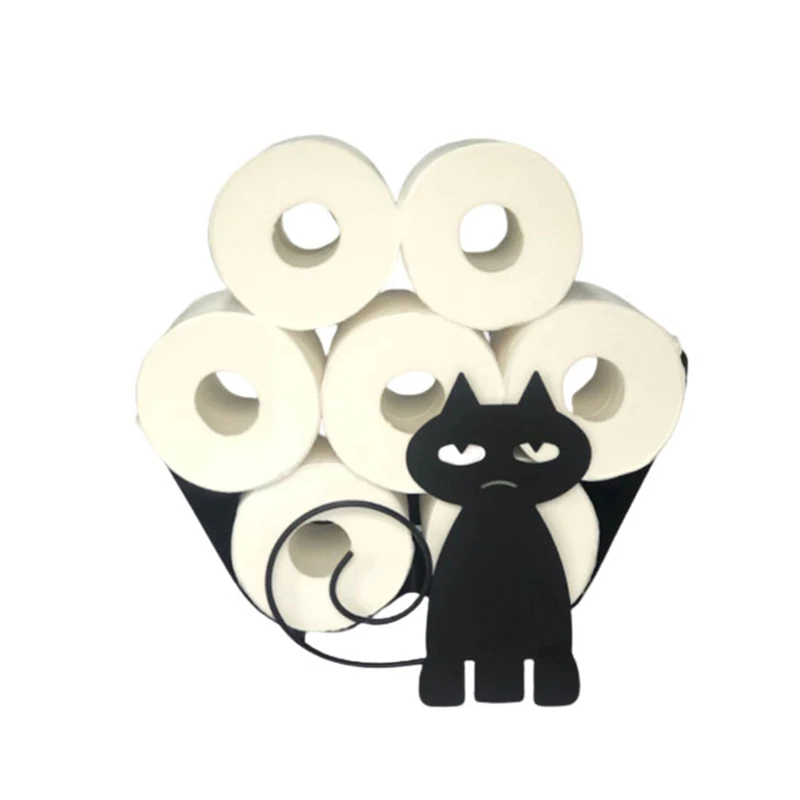 

Cat Toilet Paper Roll Holder Iron Wall Mounted Tissue Storage Holder Hot