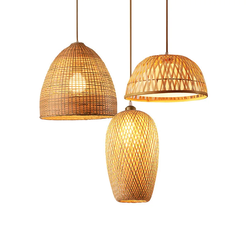 

Chinese Style Bamboo Pendant Lamp Clubhouse Tea House Isle Hotel Restaurant Hanging Lights Bamboo Woven Decorative Light Fixture
