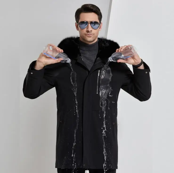 

Зимняя Мужская парка большого размера с воротником из лисьего меха, средней длины, с вельветовой подкладкой из натурального кролика Рекс, в...