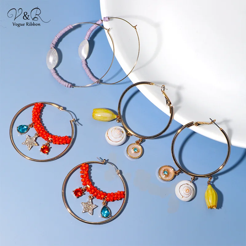 Серьги 2020 Богемный океан Раковина Морской дизайн Мода Подвесные Жемчужный стиль.