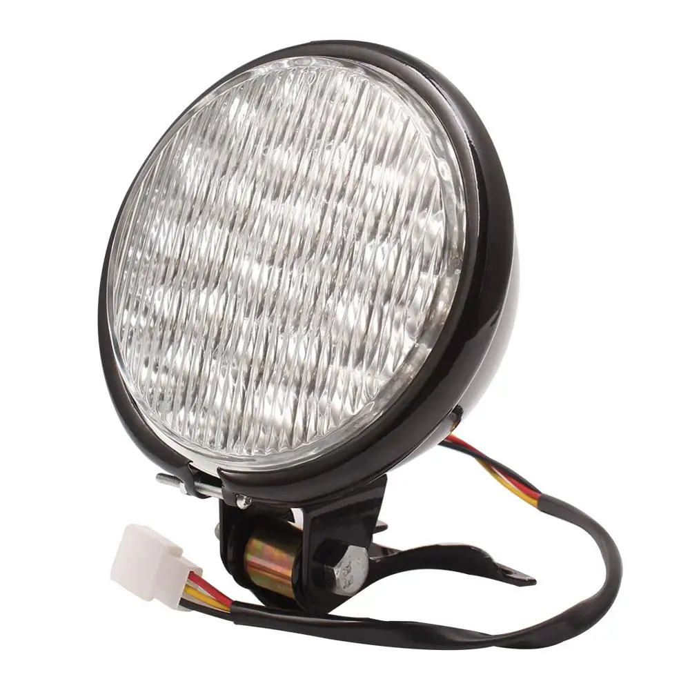 MP-300-BW 12V мотоцикл ретро Янтарный Желтый стеклянный светодиодный налобный фонарь кафе гонщик передняя фара универсальный на заказ - Цвет: MP-300-BW