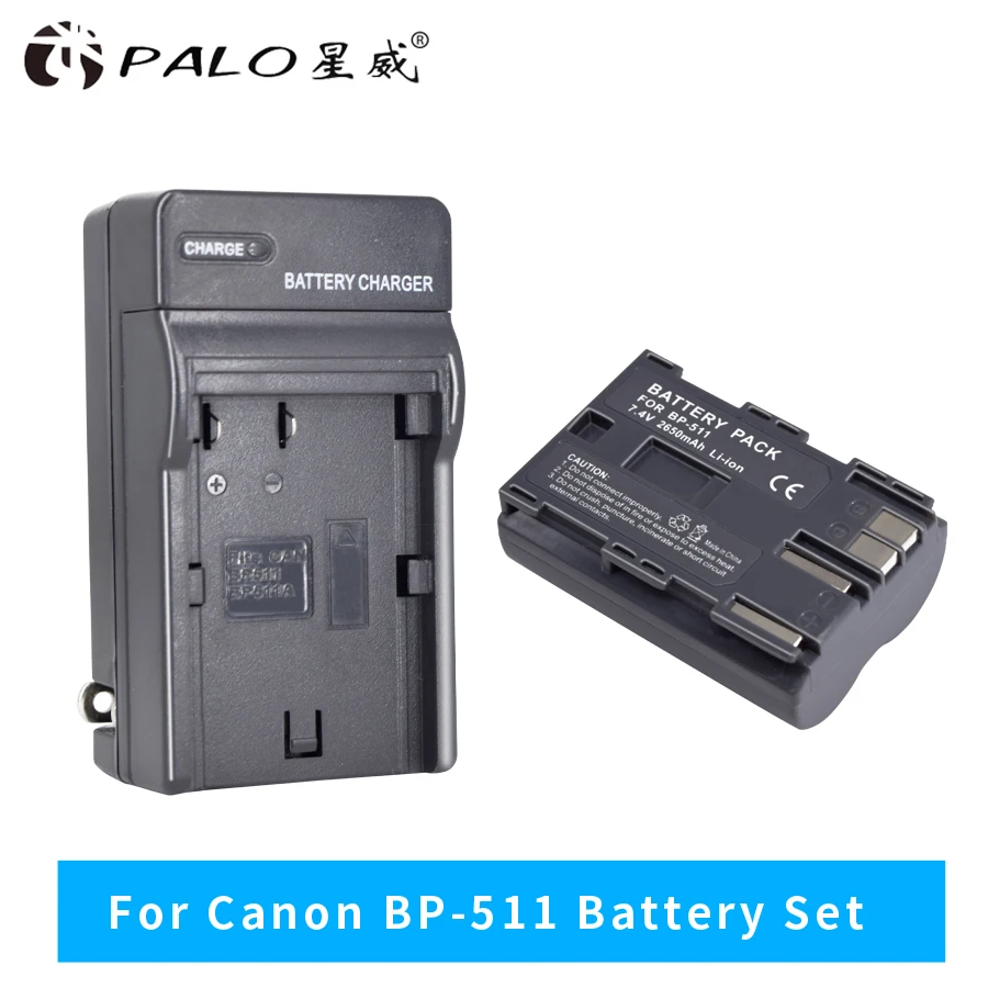 PALO BP-511 BP 511A, bp 511, batería de la Cámara + LED cargador para Canon EOS 40D 300D 5D 20D 30D 50D 10D D60 G6 BP511 FV40 FV30 FV100
