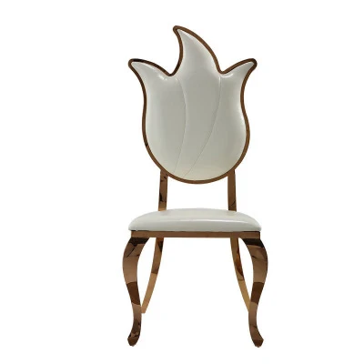 

Creative back promotion dinning dining chair silver industrial home furniture pu leather for hotel wedding banquet restaurant