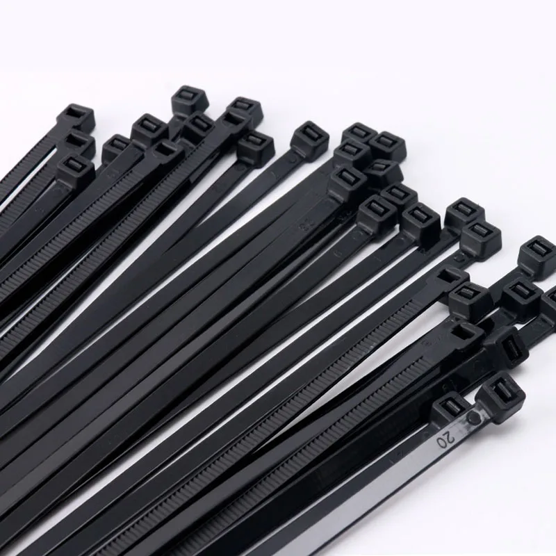 Самоблокирующиеся пластиковые нейлоновые кабельные стяжки 100 шт. черные 5x300