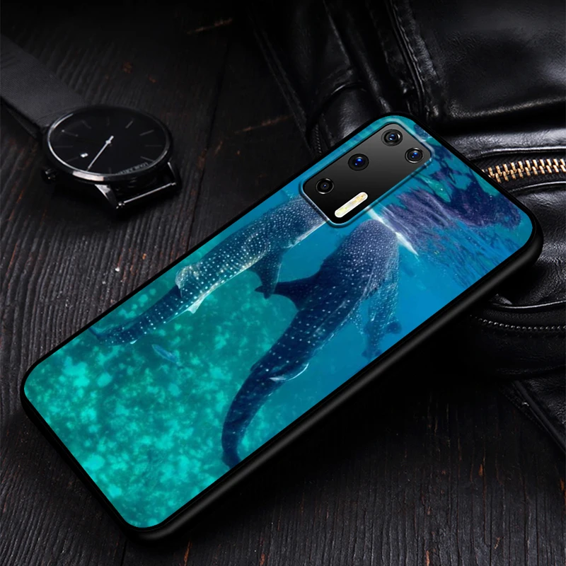 

Ocean Whale Shark Silicone Phone Case for Huawei P30 P20 P40 Lite E Pro P Smart Z Plus 2019 P10 P9 Lite Black Cover