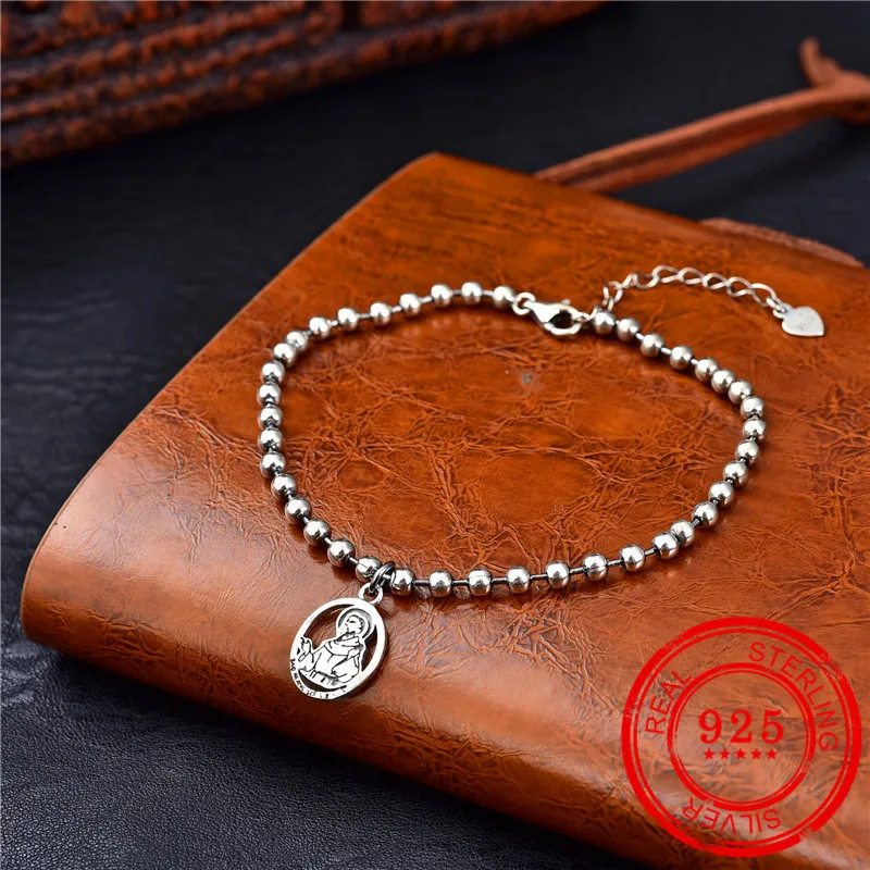 Браслет Faith 100% Стерлинговое Серебро 925 пробы подвеска Иисуса 3 мм цепочка из