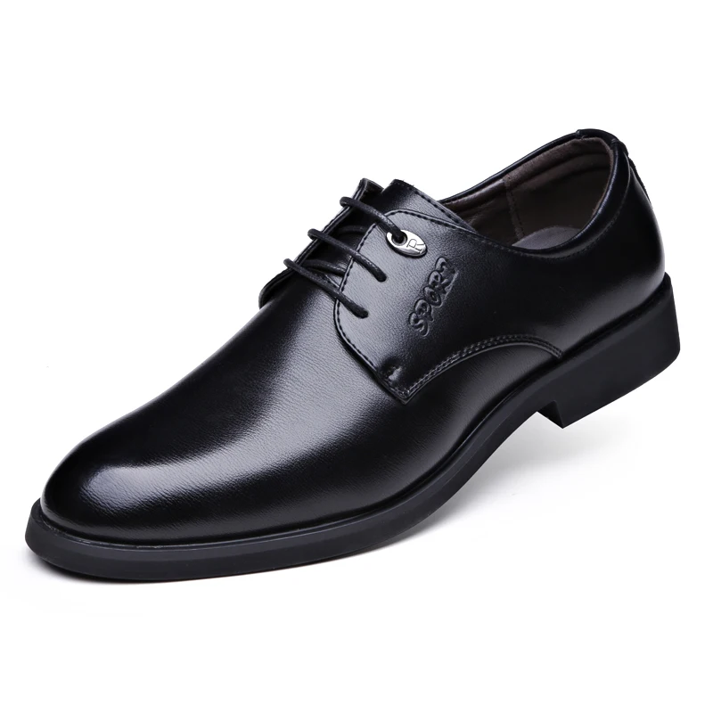 

Fashion Black Genuine Leather Men Business Shoes Smooth Work Social Dress Shoe Male Mature Formal Shoes туфли мужские кожаные