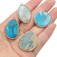 1pcs natural stone blue ocean ore charm pendant for diy necklace earring bracelet accessories jewelry making women jewelry gift