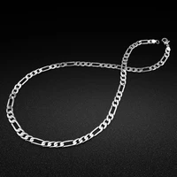 new mens 925 sterling silver necklace simple style silver jewelry solid silver necklace 6mm51cm size birthday gift figaro chain