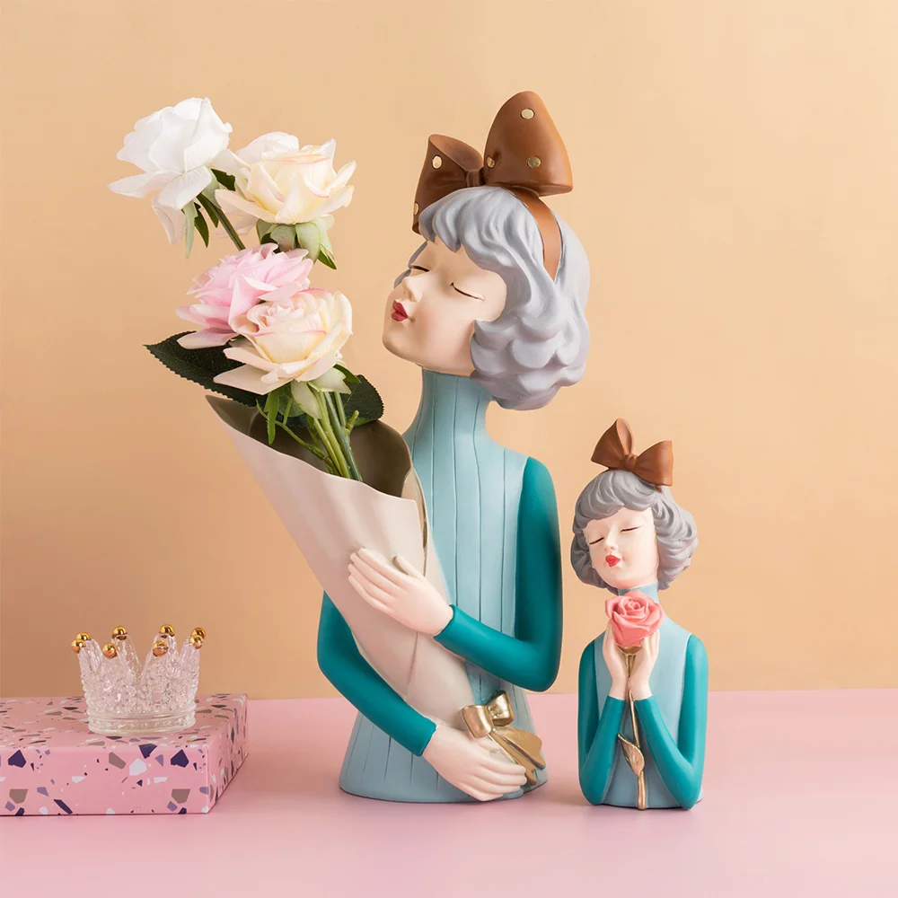 Симпатичная современная статуя девушки из смолы домашний декор предметы