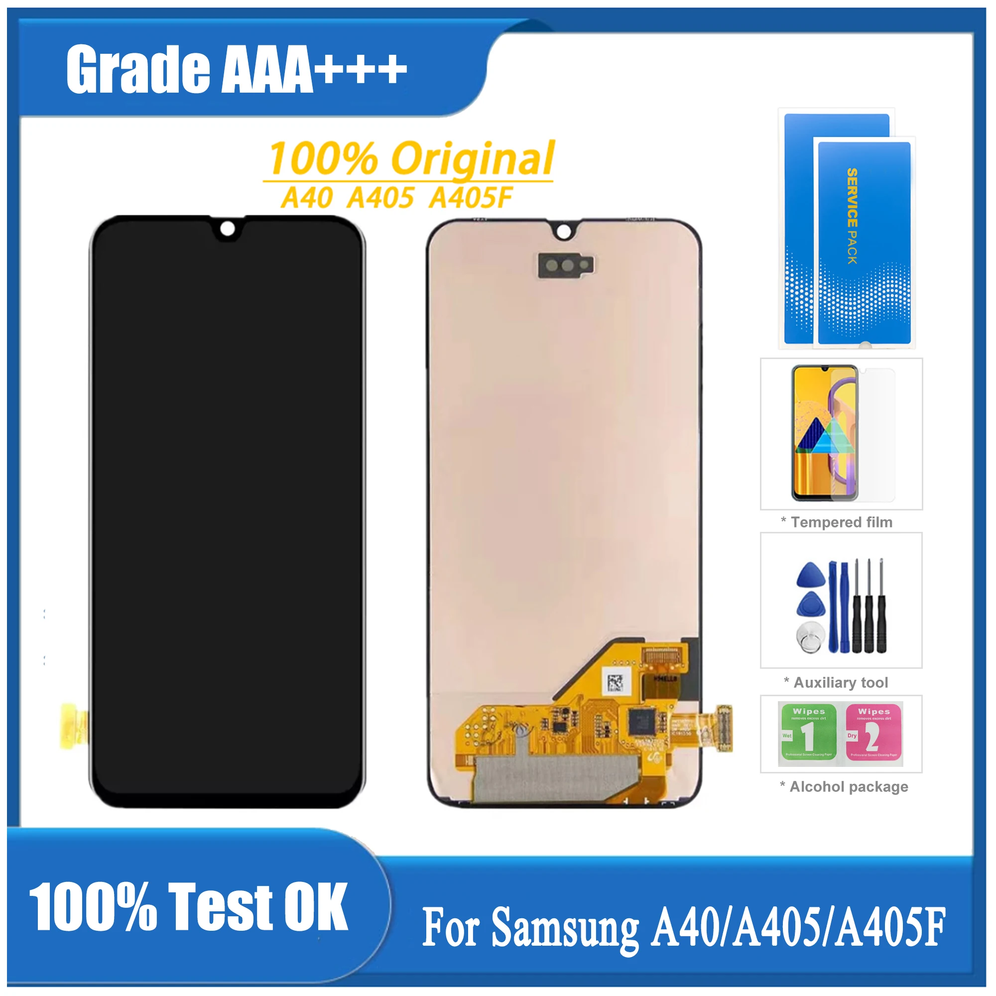 

Оригинальный Восстановленный 5,9 "Super AMOLED ЖК-дисплей для Samsung A40 2019 A405F, сенсорный экран, дигитайзер в сборе с ремонтом рамки