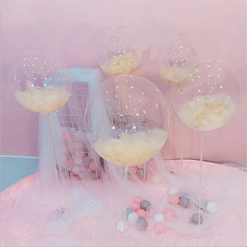 Сделай Сам свадебное украшение детский день рождения гелиевое перо прозрачный