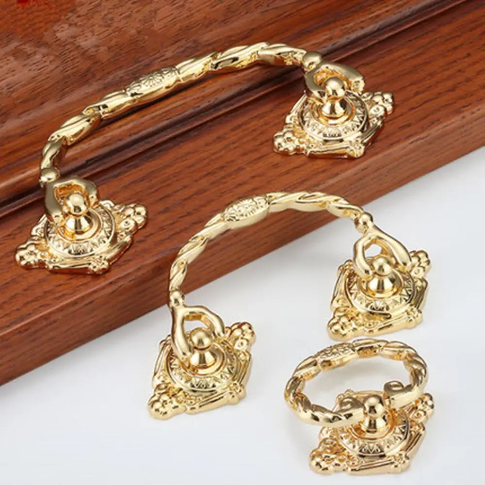 Европейская ручка Золотая китайская антикварная медицина шкаф ящик обувной